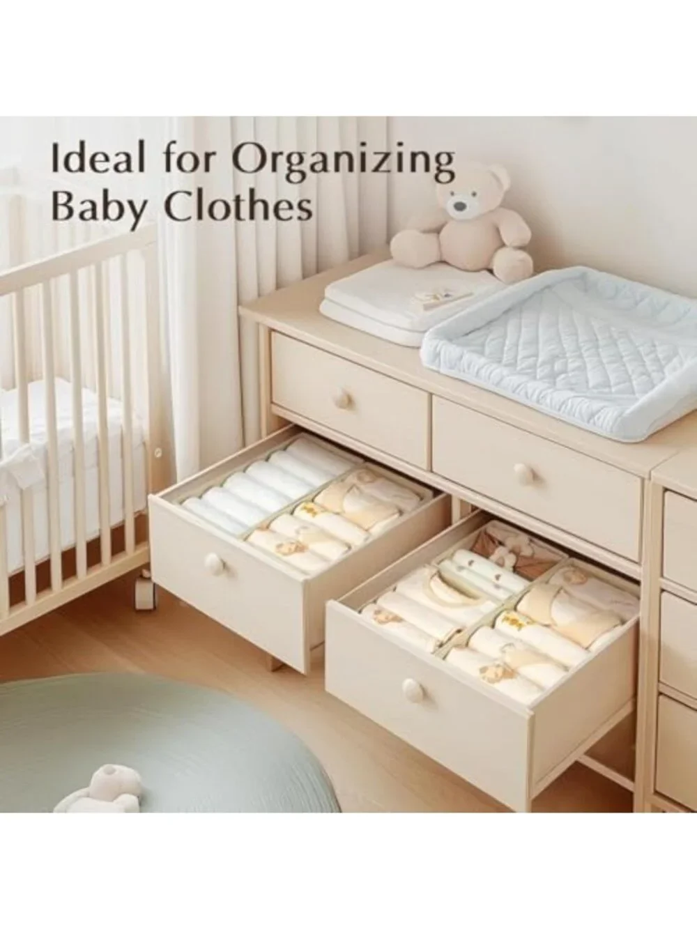16-Piece Fabric Drawer Organizer Set - Closet Storage Bins for Clothes, Baby